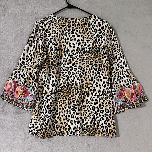 SAVANNA JANE Embroidered Top Ruffled Sleeve Size S Boho Hippie Festival Retro - Picture 7 of 8